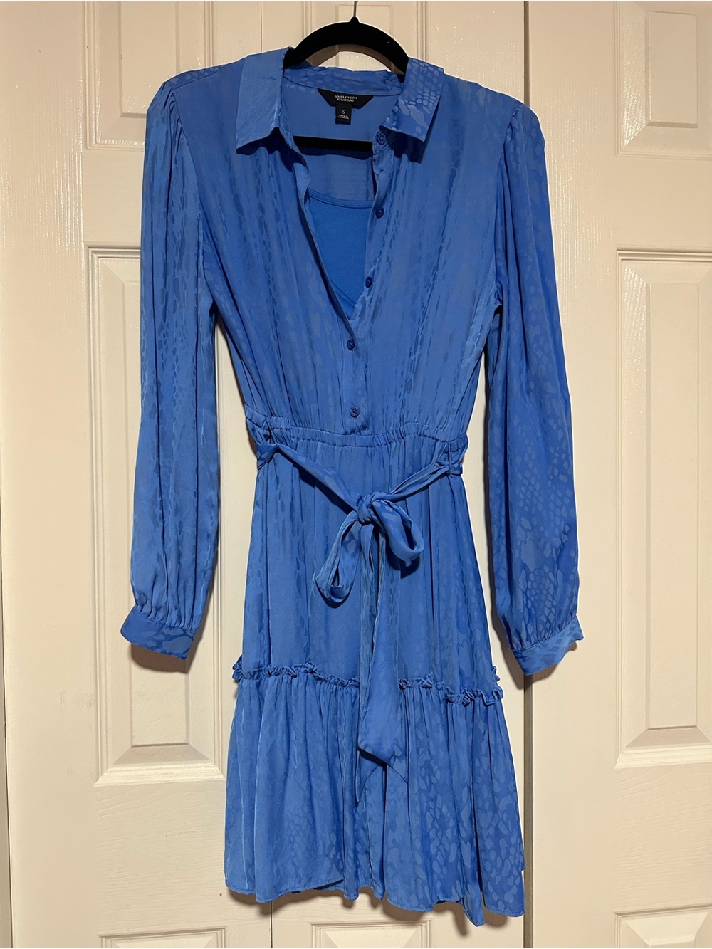 Simply Vera Vera Wang Royal Blue Long-Sleeve Tie-Waist Dress